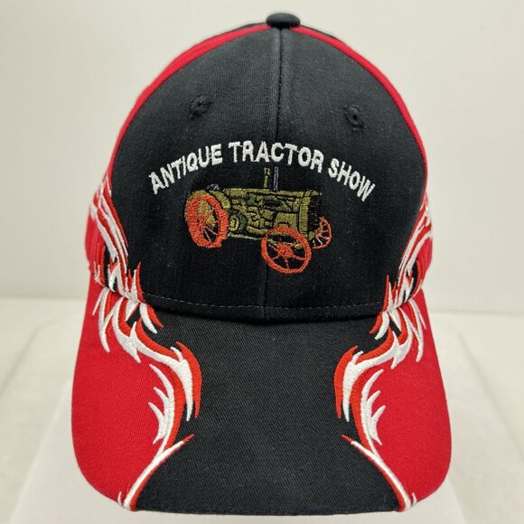 Antique Tractor Show Embroidered Cap 2017 Stockholm MN 10th Red Black Flames - Picture 9 of 10